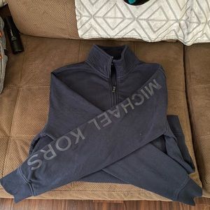 Michael Kors Mens Dark Navy Blue Quarter Zip Sweatshirt, Mens Size Large (L)